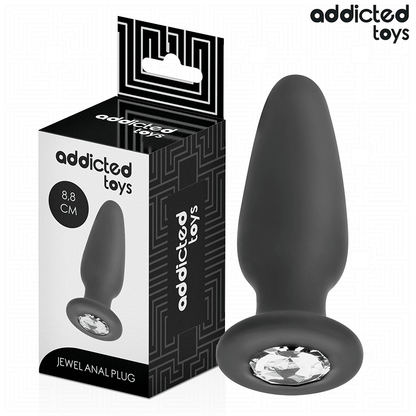 Plug anal Addicted Toys tamanho S com joia, feito de silicone macio e design elegante.