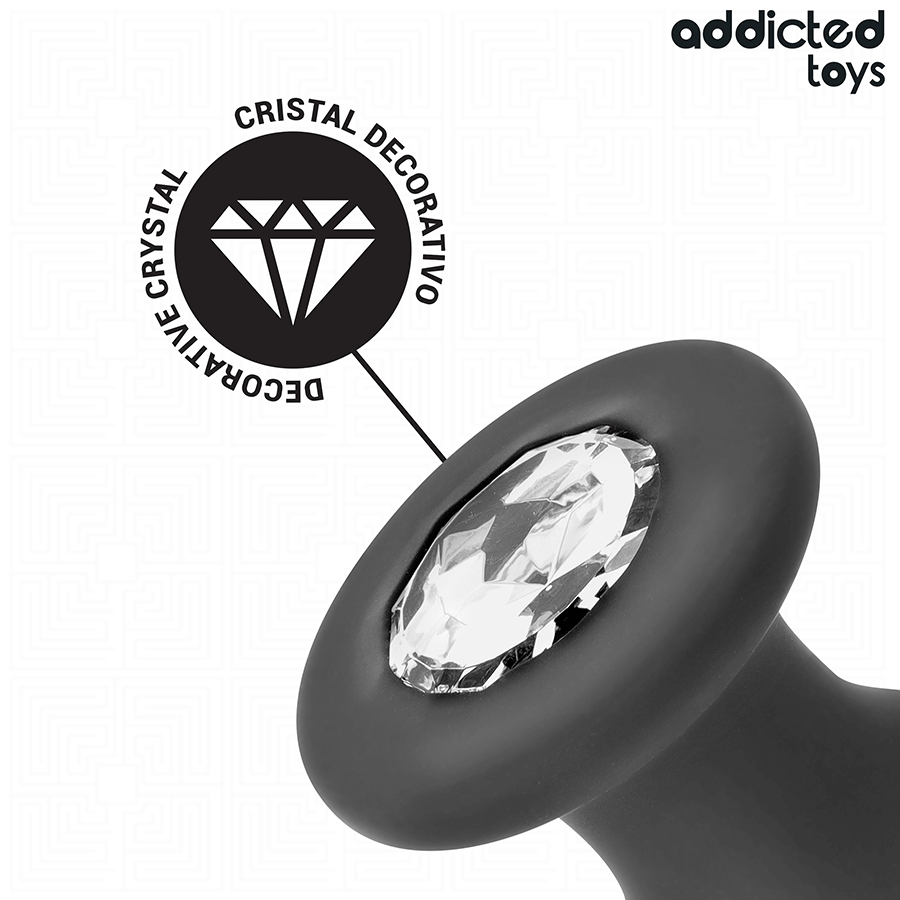 Plug anal Addicted Toys tamanho S com joia, feito de silicone macio e design elegante.