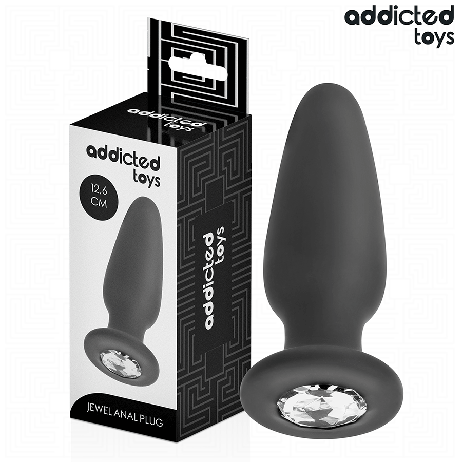 Close-up of the Addicted Toys Large Jeweled Anal Plug made of body-safe silicone.