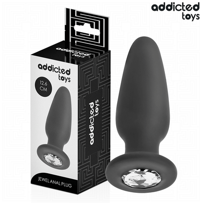 Close-up of the Addicted Toys Large Jeweled Anal Plug made of body-safe silicone.