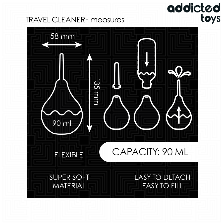 Addicted Toys Limpador Anal de Viagem Compacto 90ml para higiene íntima.