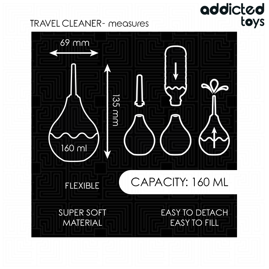ADDICTED TOYS Limpador Anal Portátil Tamanho M 160ml, ideal para higiene íntima em viagens.