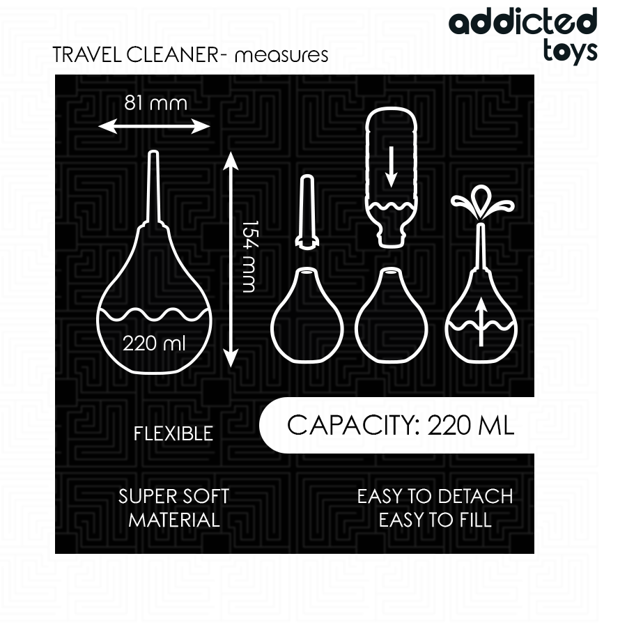 Addicted Toys Limpador Anal de Viagem Tamanho L 220ml para higiene íntima.