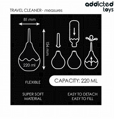 Addicted Toys Limpador Anal de Viagem Tamanho L 220ml para higiene íntima.
