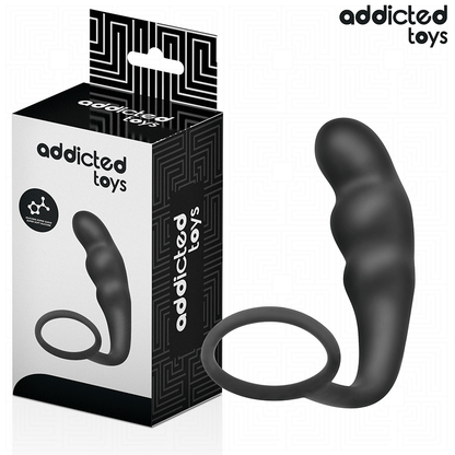 Close-up do Plug Anal com Anel Modelo 4 da ADDICTED TOYS, destacando o design ergonómico e o anel testicular.