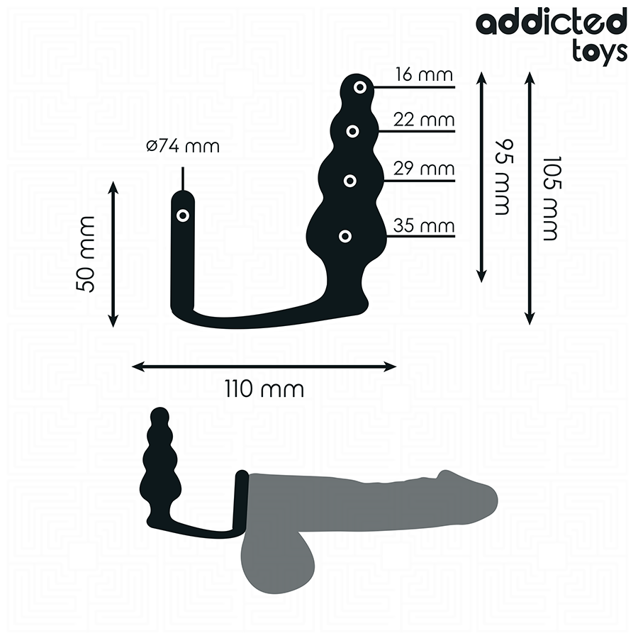 Close-up do ADDICTED TOYS Plug Anal com Anel Modelo 5, mostrando seu design ergonómico e material de silicone médico.