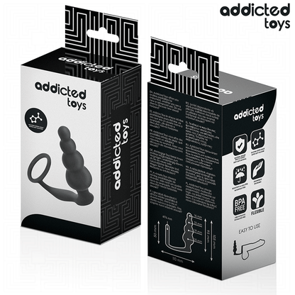 Close-up do ADDICTED TOYS Plug Anal com Anel Modelo 5, mostrando seu design ergonómico e material de silicone médico.
