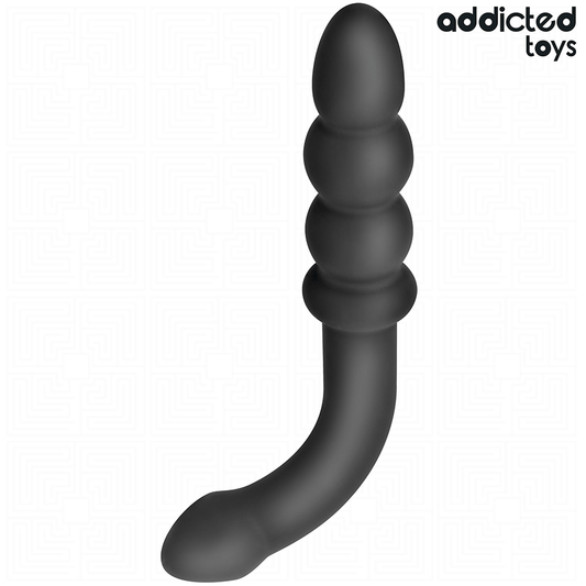 Close-up of the Addicted Toys 16.5cm Double Ended Massager, showing its progressive balls and medical-grade silicone texture.