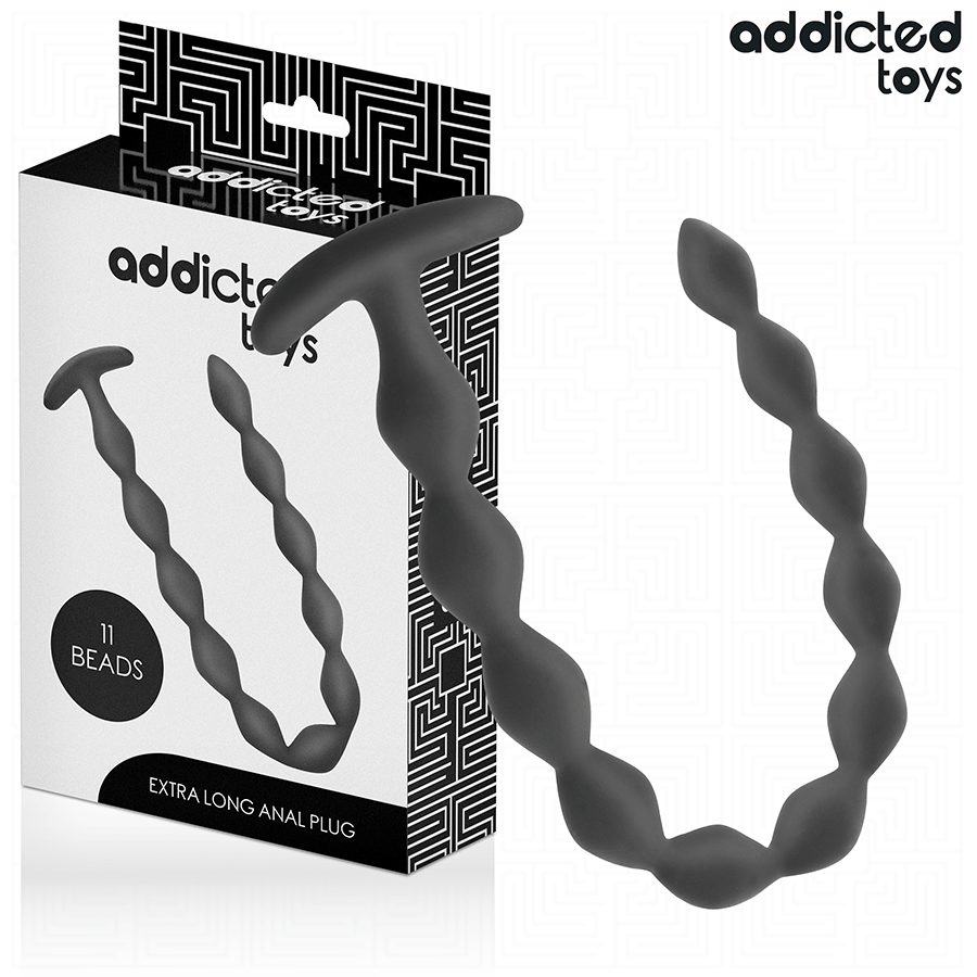 Plug Anal Extra Longo ADDICTED TOYS em silicone, detalhe do design alongado para estimulação profunda.