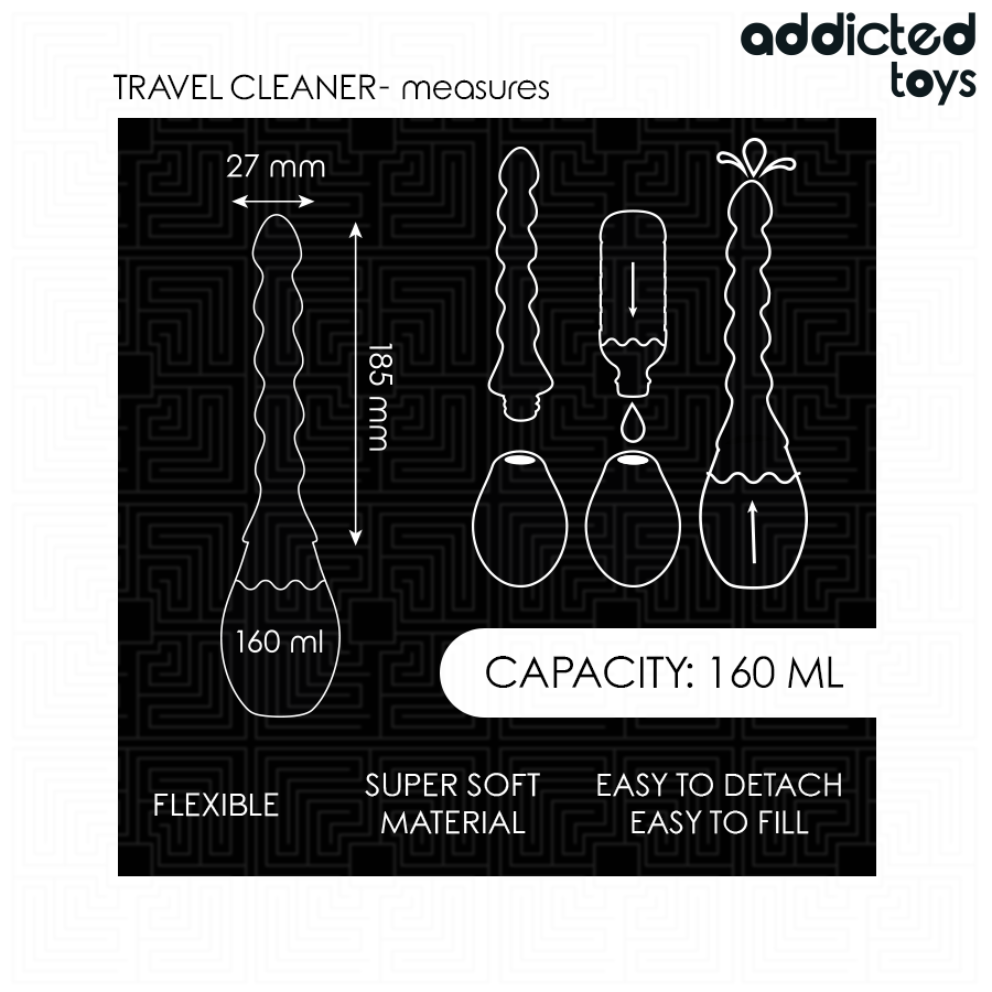 Limpador de Viagem Addicted Toys Modelo 2 para higiene de brinquedos sexuais.