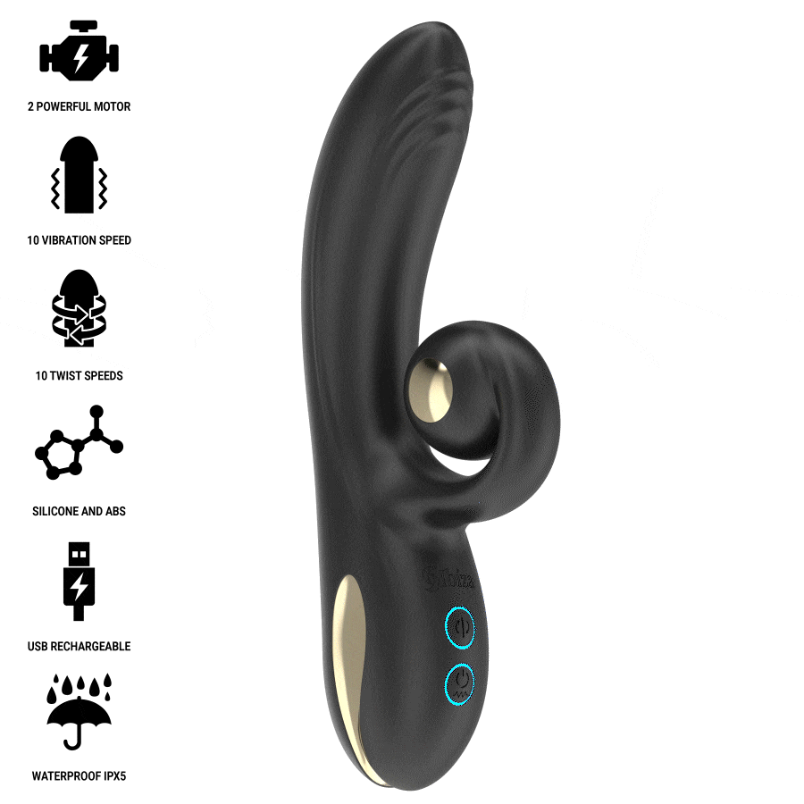 Vibrador Twister IBIZA Curvo com função de vibro-rotação e motor duplo para estimulação do Ponto G.
