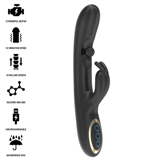 IBIZA Vibrador Rabbit com Pérola Rolante Massageadora para estimulação dupla e prazer intenso.