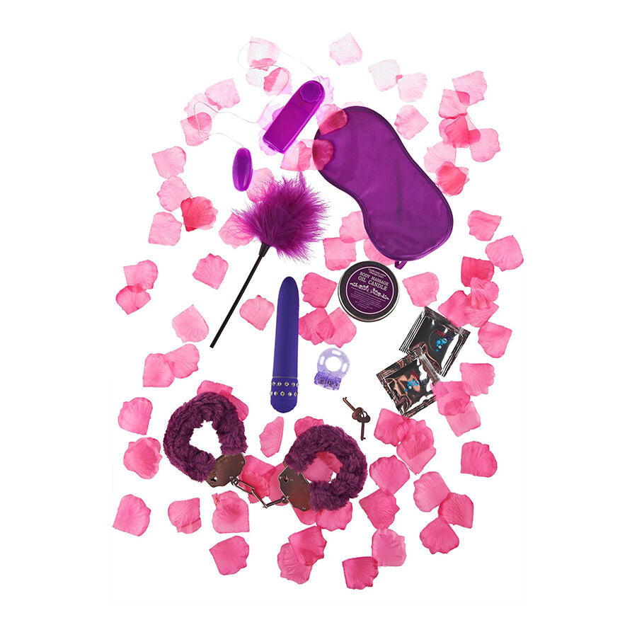 Kit ToyJoy Super Sex Bomb Box com vários acessórios de prazer, incluindo vibrador, algemas e máscara.