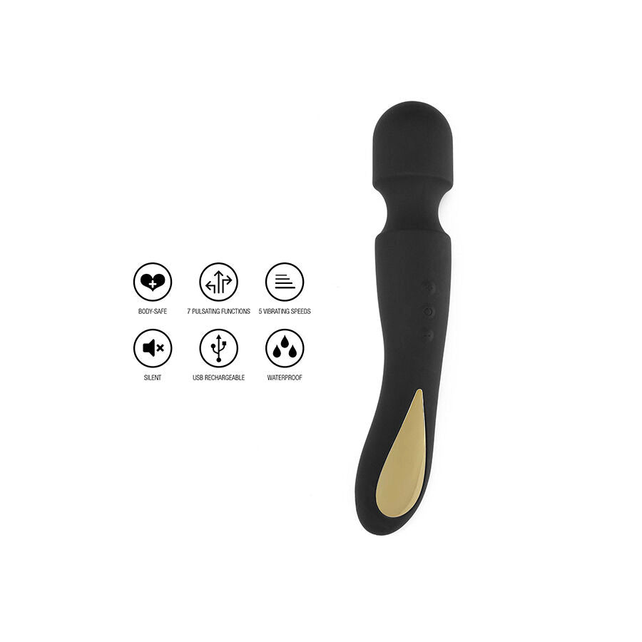 Close-up of the TOYJOY Massageador Zenith Light Preto, showcasing its premium silicone texture, ergonomic design, and LED light feature.