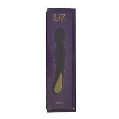 Close-up of the TOYJOY Massageador Zenith Light Preto, showcasing its premium silicone texture, ergonomic design, and LED light feature.