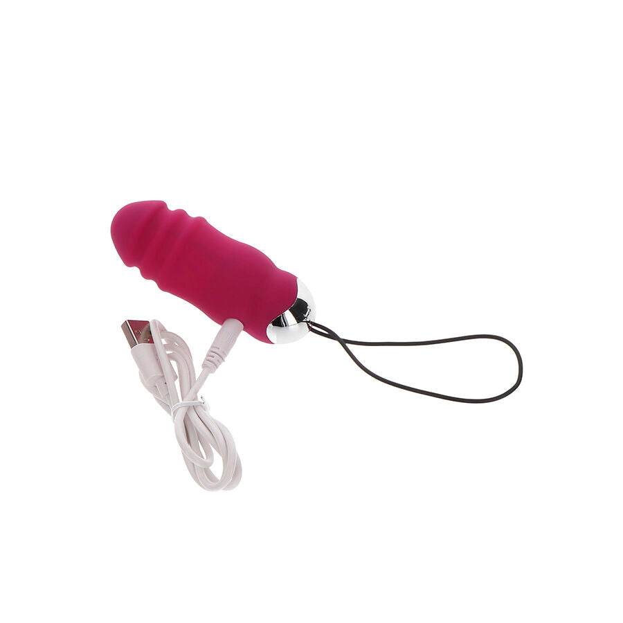 Vibrador TOYJOY Sunny Side Up & Down Fúcsia com controle remoto, destacando seu design ergonômico e material de silicone.