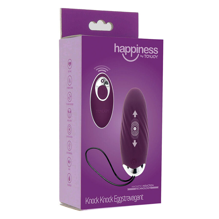Vibrador TOYJOY Knock Knock Eggstavagant Controle Remoto Roxo em silicone macio.