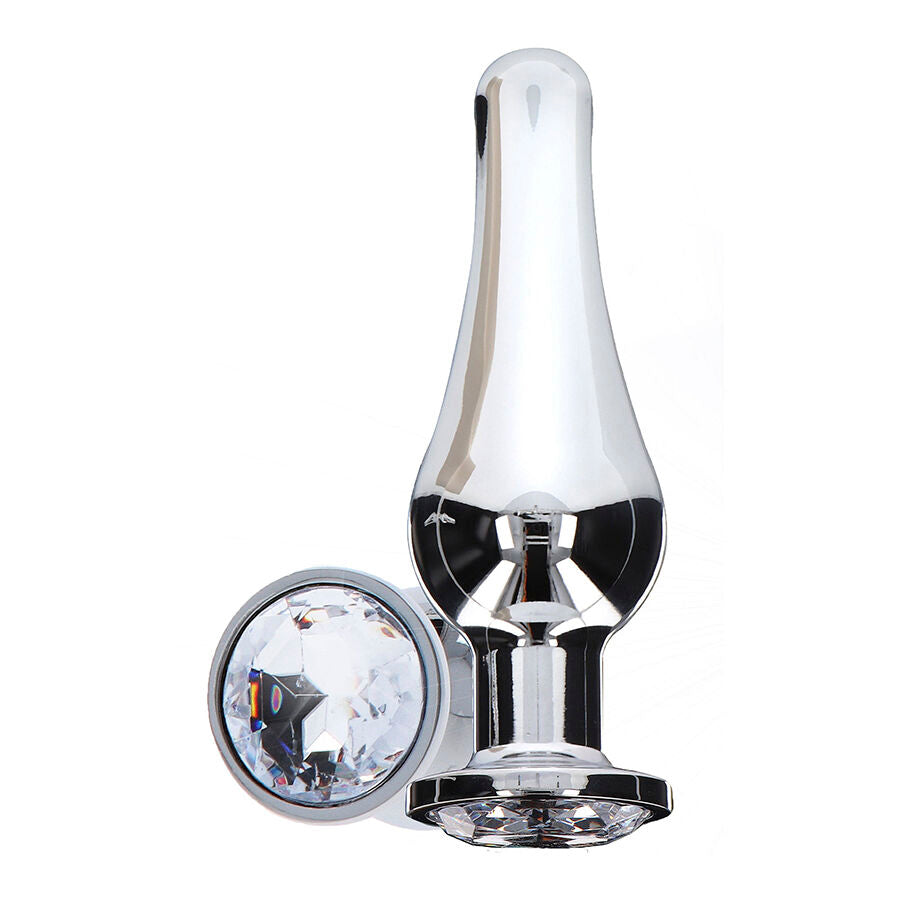 Imagem do TOYJOY Plug Anal Pequeno Diamond Bum Bijou Alumínio com detalhe de joia prateada.