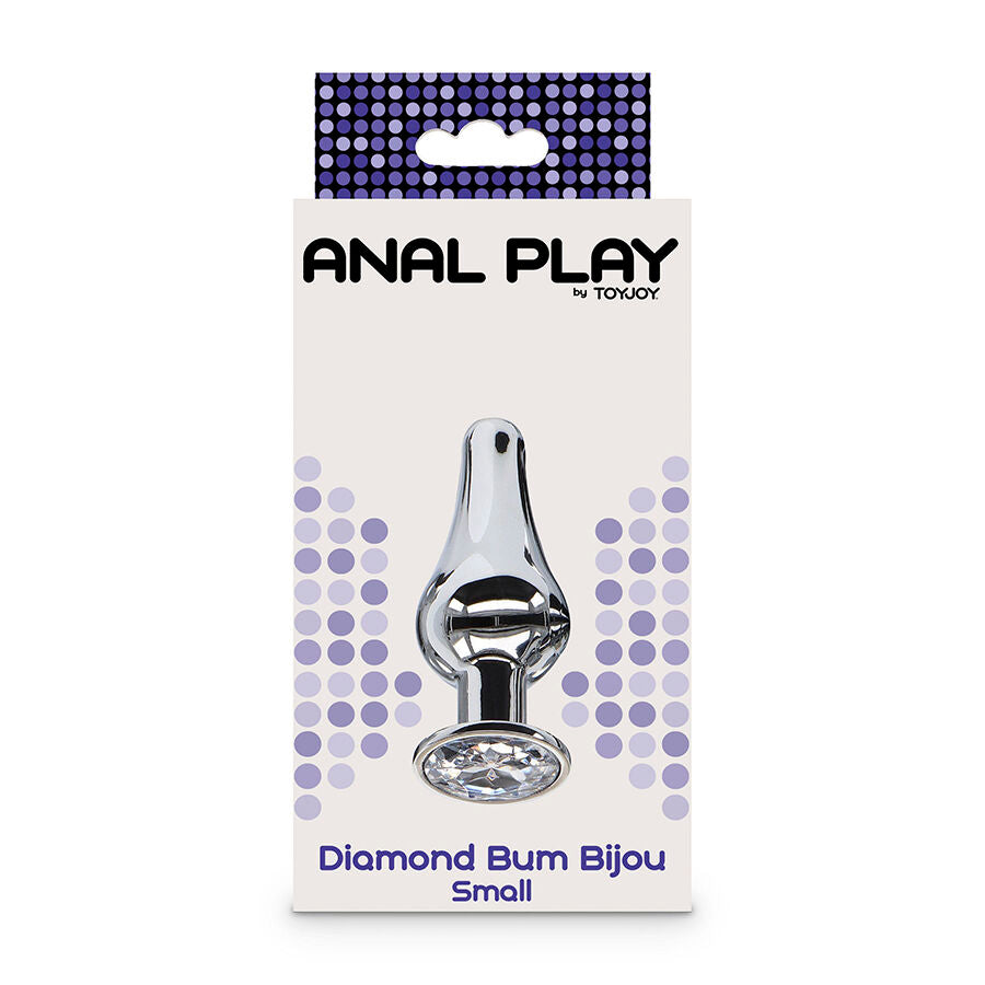 Imagem do TOYJOY Plug Anal Pequeno Diamond Bum Bijou Alumínio com detalhe de joia prateada.