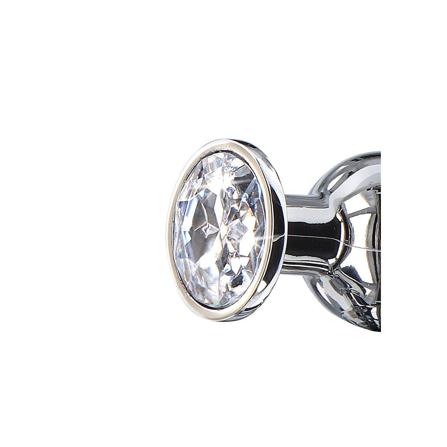 Imagem do TOYJOY Plug Anal Pequeno Diamond Bum Bijou Alumínio com detalhe de joia prateada.