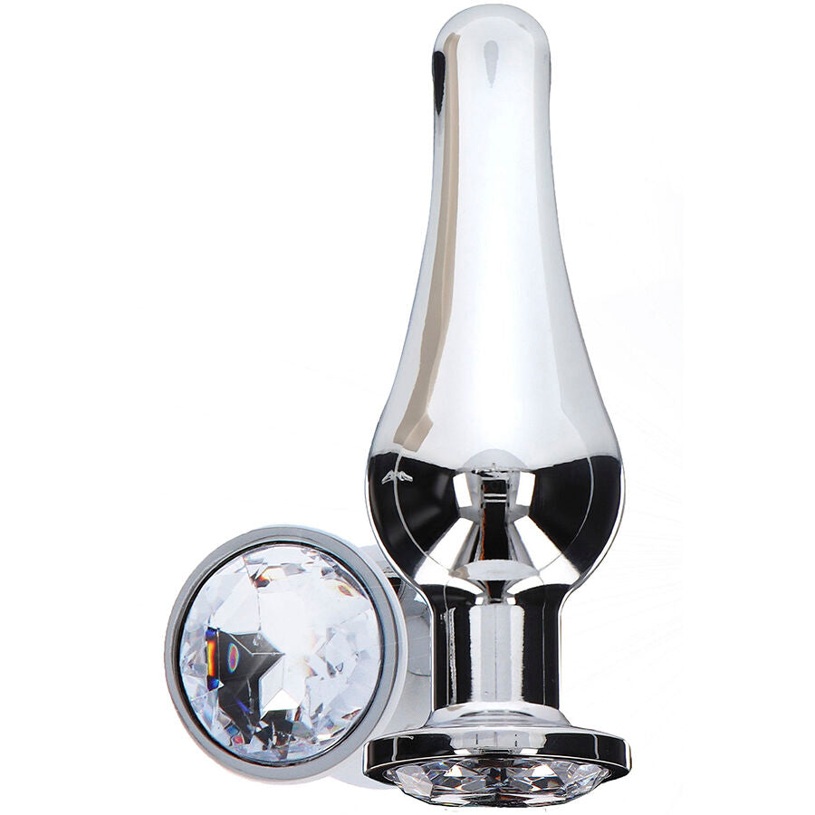 TOYJOY Plug Anal Grande Diamante Bum Bijou com joia prateada, detalhe do material de alumínio e formato ergonómico.