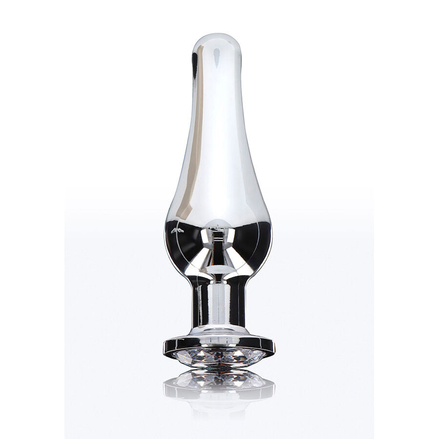 TOYJOY Plug Anal Grande Diamante Bum Bijou com joia prateada, detalhe do material de alumínio e formato ergonómico.