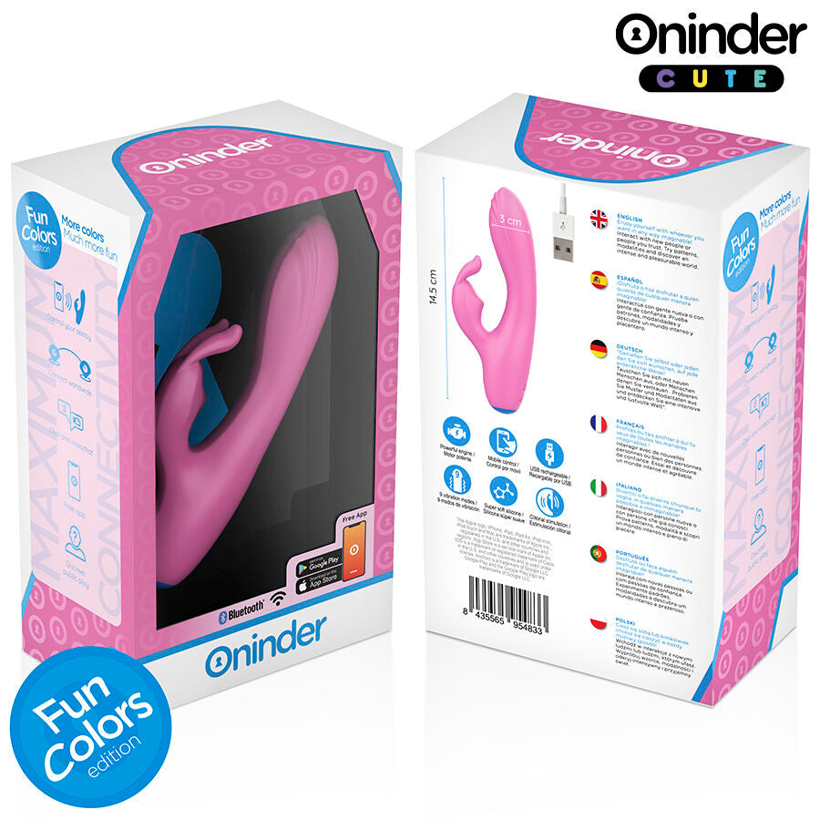 Vibrador ONINDER CUTE Love Bunny com controlo por app, design ergonómico e estimulação dupla para Ponto G e clitóris.