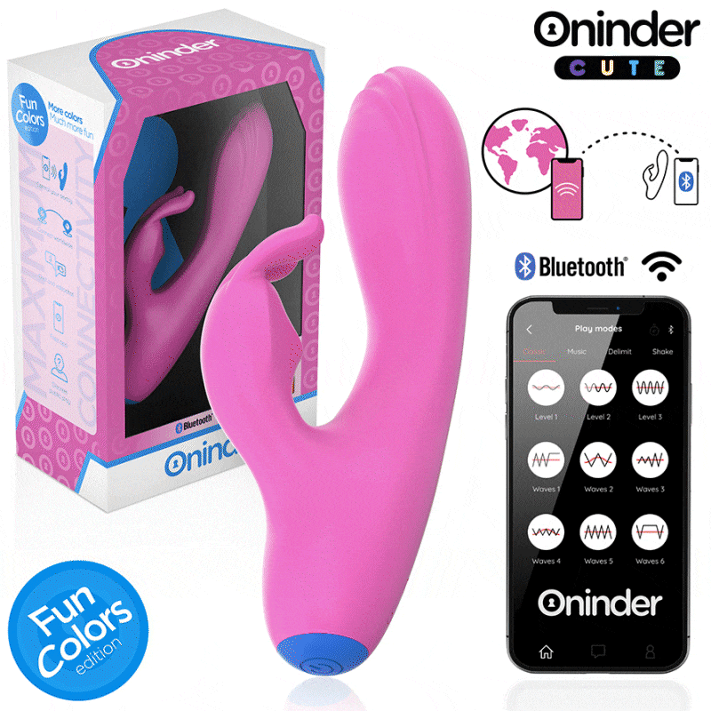 Vibrador ONINDER CUTE Love Bunny com controlo por app, design ergonómico e estimulação dupla para Ponto G e clitóris.