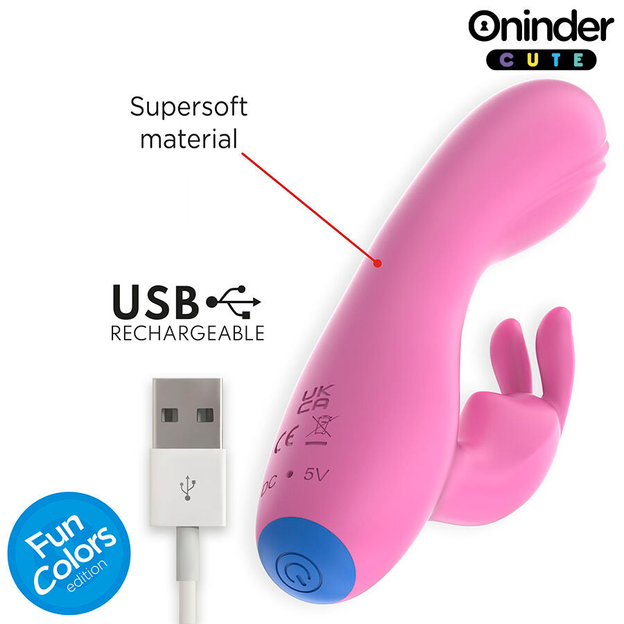 Vibrador ONINDER CUTE Love Bunny com controlo por app, design ergonómico e estimulação dupla para Ponto G e clitóris.