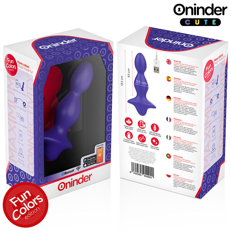 ONINDER CUTE Plug Anal Vibrante Roxo com Controle por App