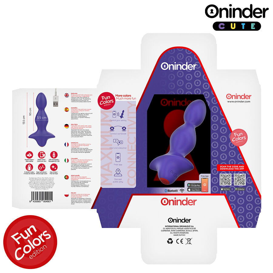 ONINDER CUTE Plug Anal Vibrante Roxo com Controle por App