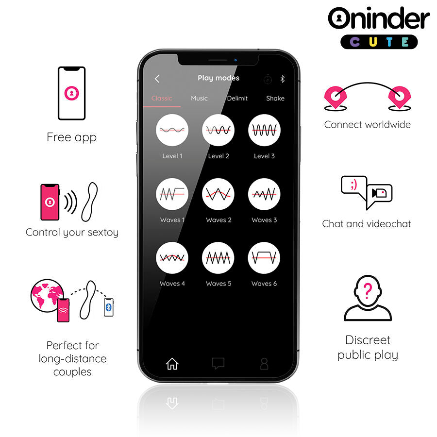 Vibrador ONINDER CUTE de Ponto G com controle por aplicativo e modo Tapping