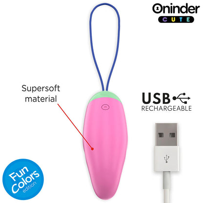 Ovo vibratório ONINDER CUTE com vibração 360 e controlo por aplicação, em silicone macio
