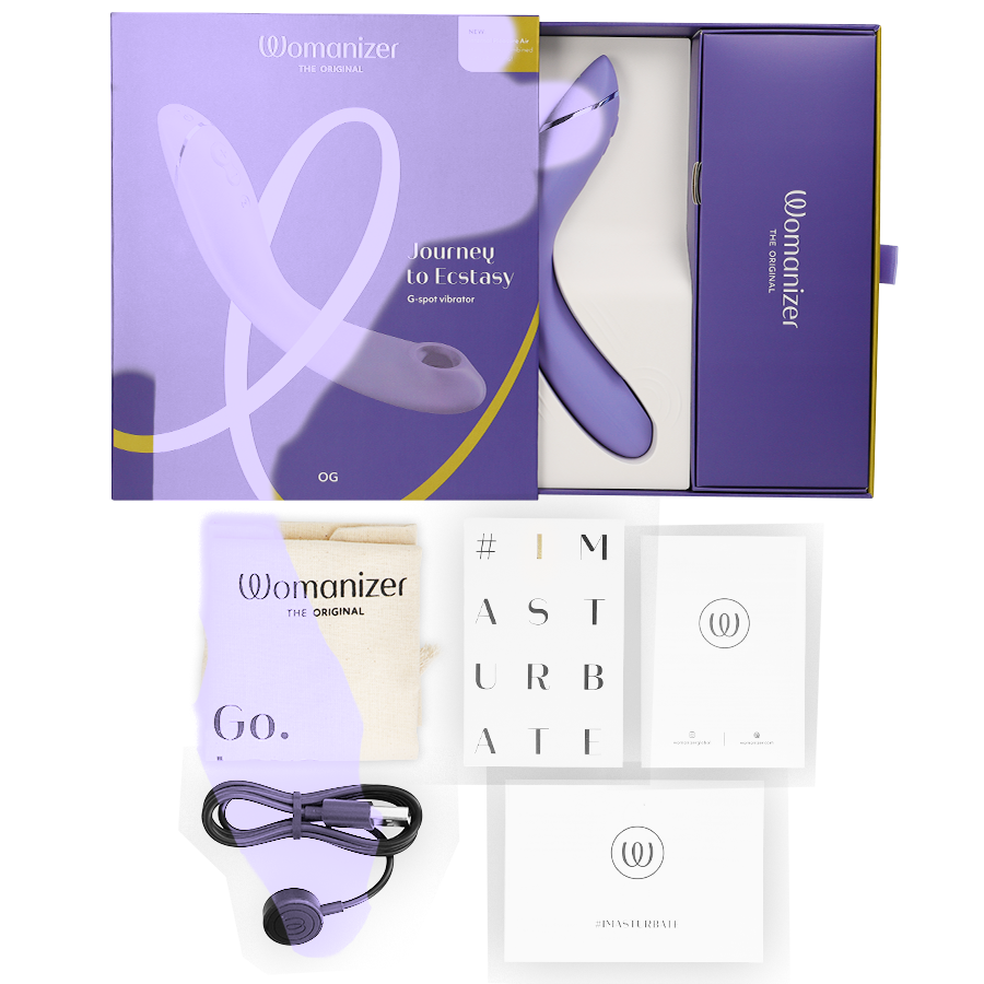 Womanizer OG G-Spot Lilac, um estimulador do ponto G e clitóris com Pleasure Air Technology e vibrações duplas.