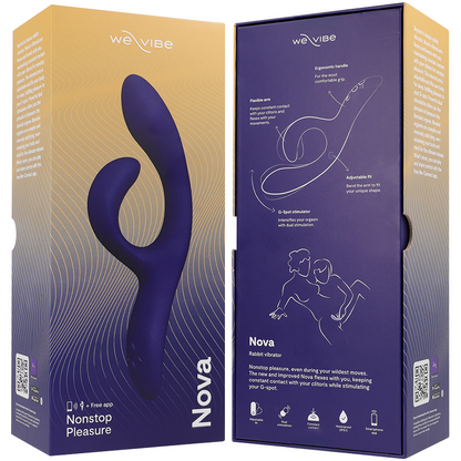 WE-VIBE Vibrador Nova 3 Coelho Azul, mostrando o design ergonómico e a ponta estimuladora.