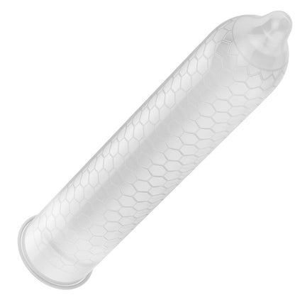 Imagem dos preservativos LELO HEX Orgânicos com L-Arginina, mostrando a embalagem de 36 unidades e a textura hexagonal.