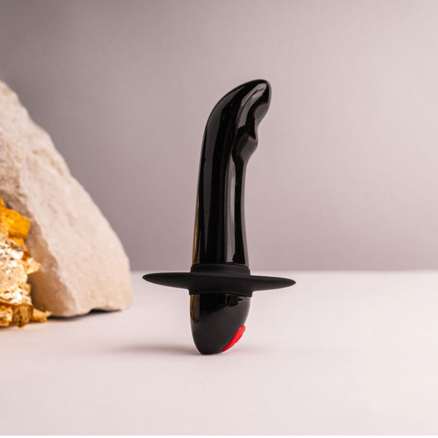Close-up do Vibrador de Próstata ROCKS-OFF Quest Prostate Bullet Preto, mostrando design compacto e textura de silicone.
