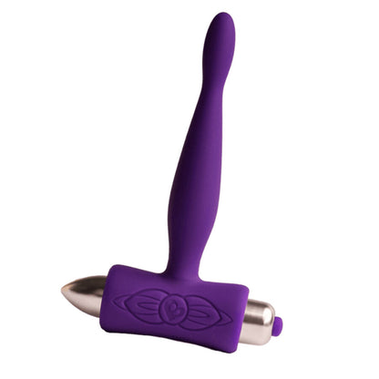 ROCKS-OFF Petite Sensations Teazer Plug Anal Vibrador Roxo, mostrando seu design flexível e compacto