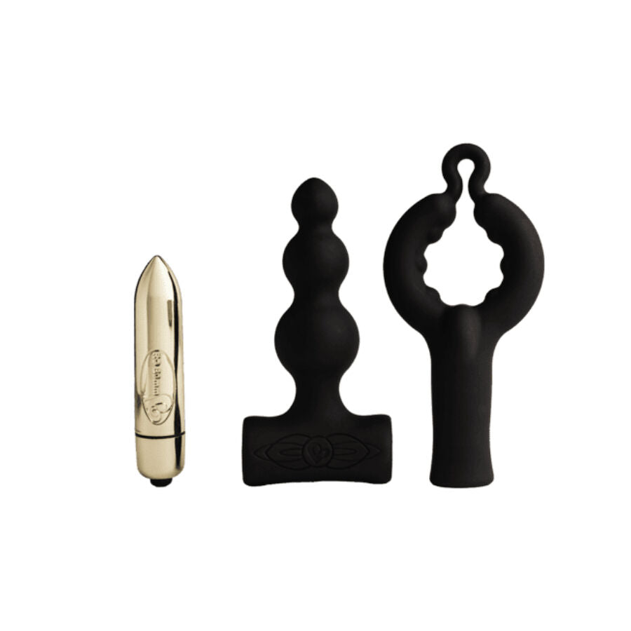 Close-up of the ROCKS-OFF Petite Sensations Bubbles Plug Anal Vibrador Preto showing its ergonomic design and textured surface with gradual spheres.