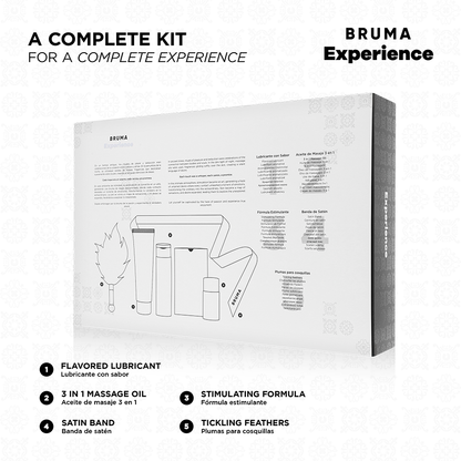 Kit Vibro-Orgásmico BRUMA XPERIENCE Sabor Chiclete Doce Tentação com todos os componentes.