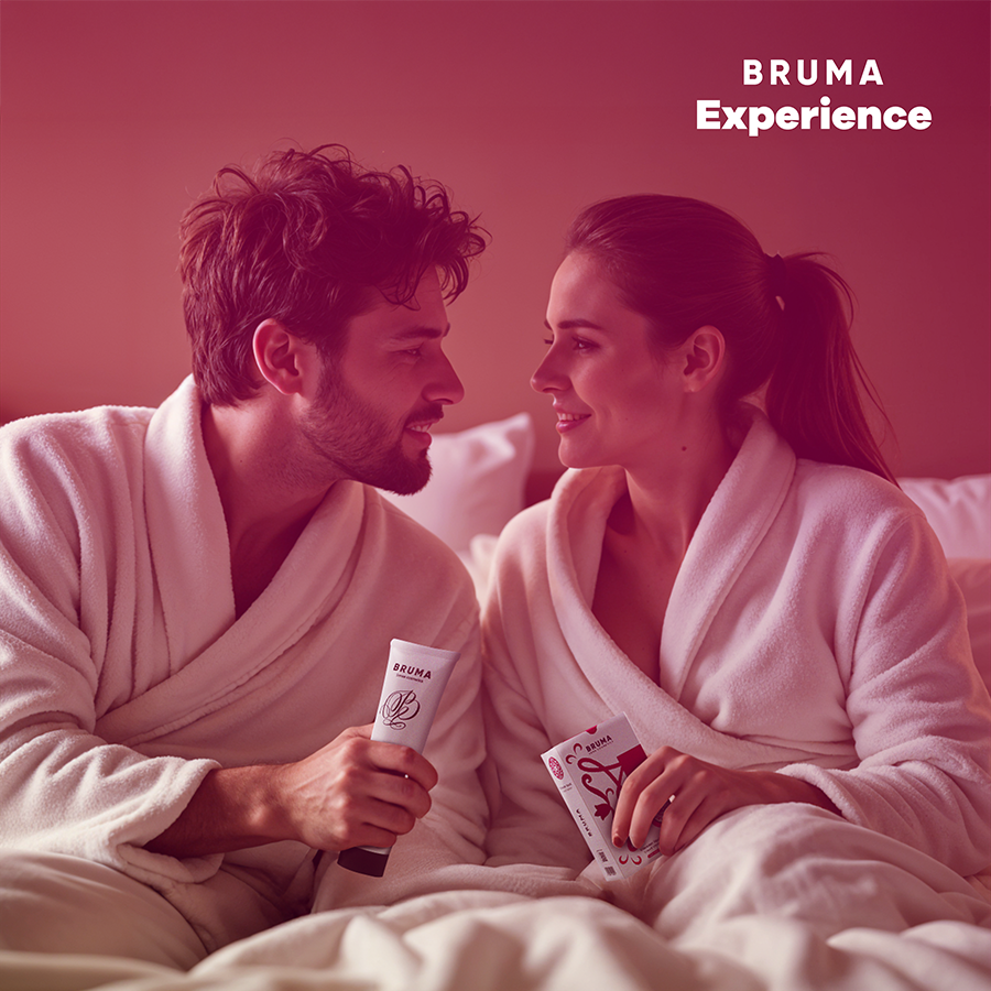 Kit Vibro-Orgásmico BRUMA XPERIENCE Sabor Chiclete Doce Tentação com todos os componentes.