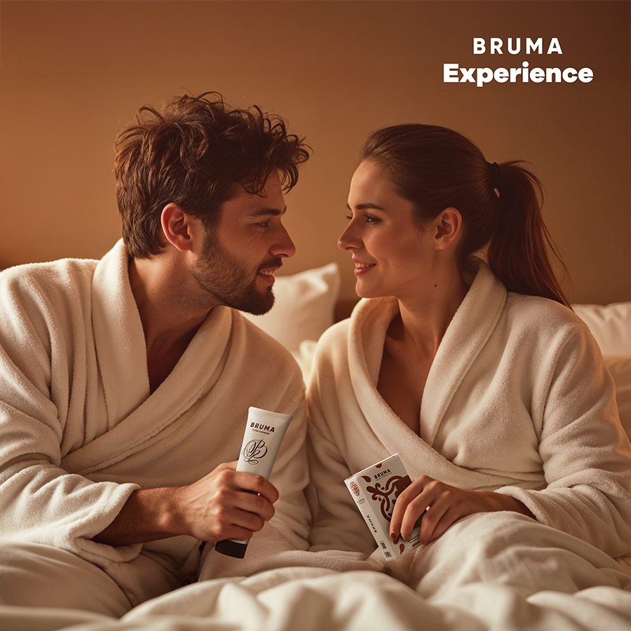 BRUMA XPERIENCE Kit de Tentação Doce Americana com Potencializador, mostrando os componentes do kit para uma experiência sensual.