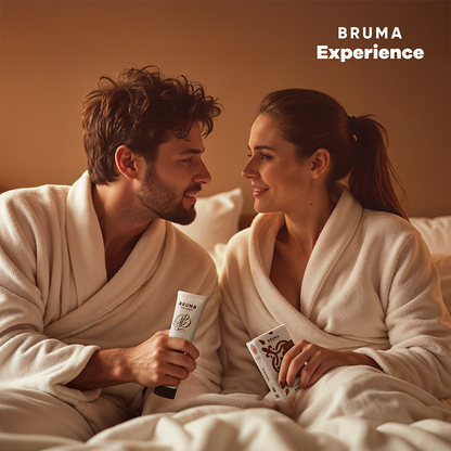 BRUMA XPERIENCE Kit de Tentação Doce Americana com Potencializador, mostrando os componentes do kit para uma experiência sensual.