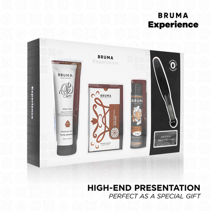 Close-up do BRUMA Kit Doce Tentação, mostrando os produtos e a embalagem.