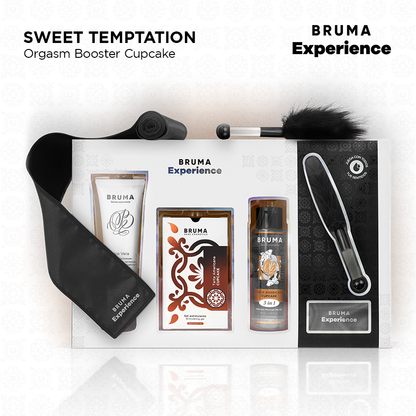BRUMA XPERIENCE Kit de Tentação Doce Americana com Potencializador, mostrando os componentes do kit para uma experiência sensual.