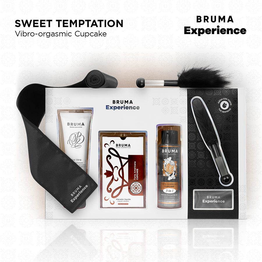 Close-up do BRUMA Kit Doce Tentação, mostrando os produtos e a embalagem.