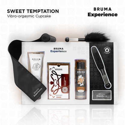 Close-up do BRUMA Kit Doce Tentação, mostrando os produtos e a embalagem.