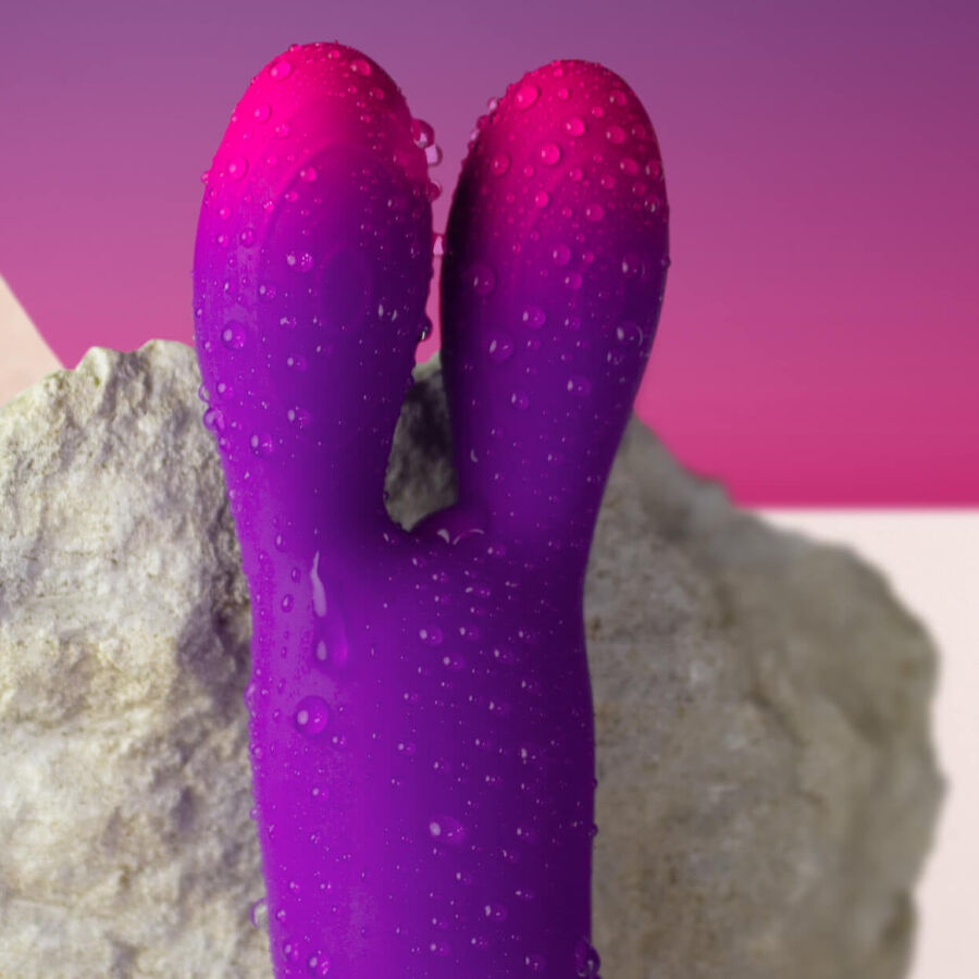 ROCKS-OFF Vibrador Flexível Glo-Girl Bunny Roxo com orelhas vibratórias para estimulação precisa.