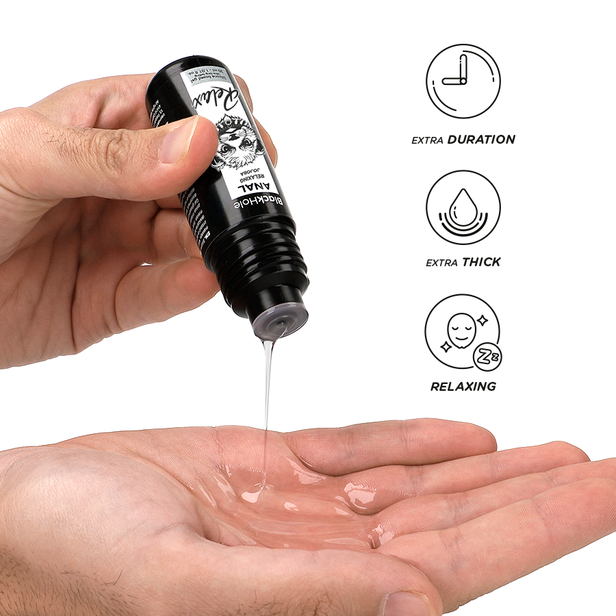 BLACK HOLE Gel Relaxante Anal com Jojoba e base de silicone 30ml para conforto íntimo