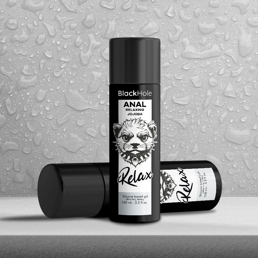 BLACK HOLE Relaxante Anal Jojoba Base de Silicone 100 ML, para conforto e prazer anal.